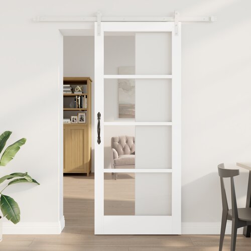 vidaXL drsna vrata s hardware setom 'ORKDAL'bela trda les in steklo, notranja vrata s steklom 'ORKDAL'bela 86x211x4 cm Cene