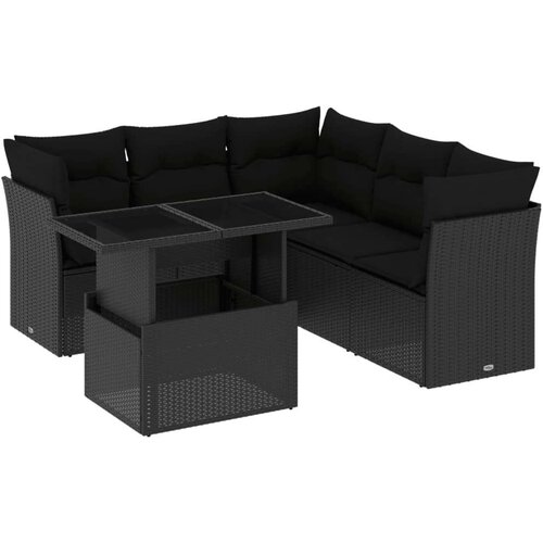  6-dijelni set vrtnih sofa s jastucima crni od poliratana Cijene