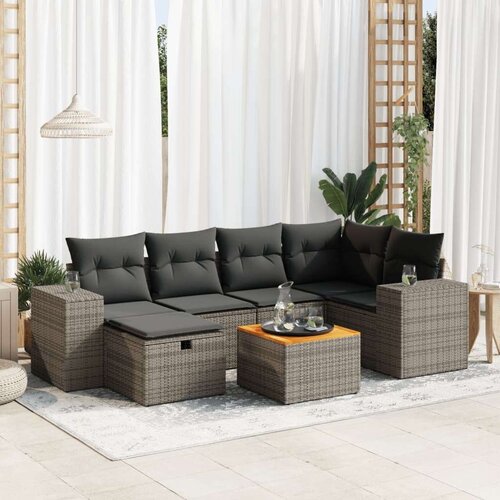VidaXL 7-dijelni set vrtnih sofa sivi od poliratana Slike