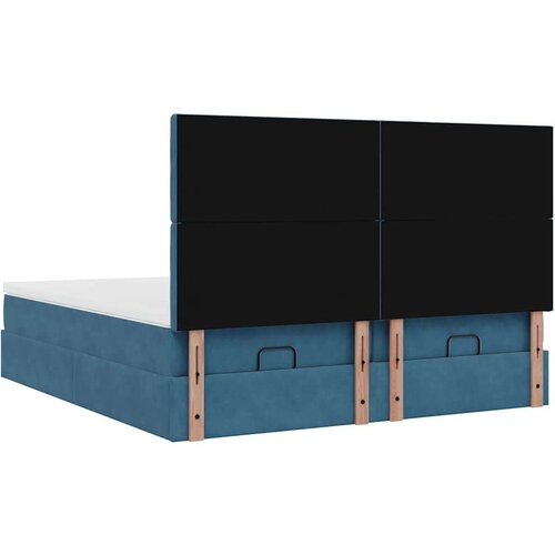 VidaXL Otomanski okvir kreveta s madracima plavi 200x200cm bar&amp;scaron;unasti Slike