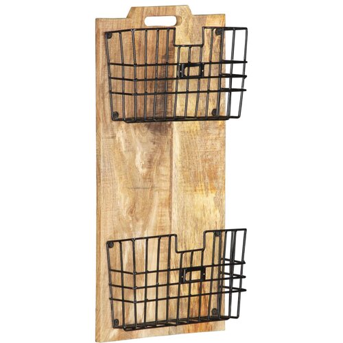  Zidni stalak za časopise 33x10x67 cm masivno grubo drvo manga Slike