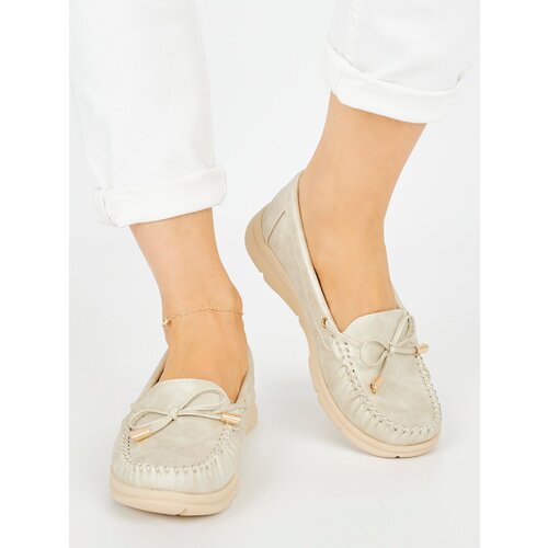 SEASTAR Golden comfortable moccasins made of faux leather Slike