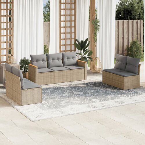 vidaXL 7-dijelni set vrtnih sofa od poliratana s jastucima bež Cijene