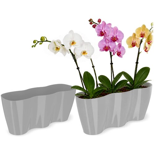 KADAX cvetlični lonec, cvetlični lonec, plastični cvetlični lonec, orhideja, 35 cm, siv, (5000346054) Cene