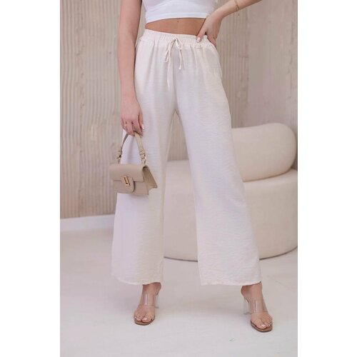 Kesi Viscose wide trousers in light beige color Slike