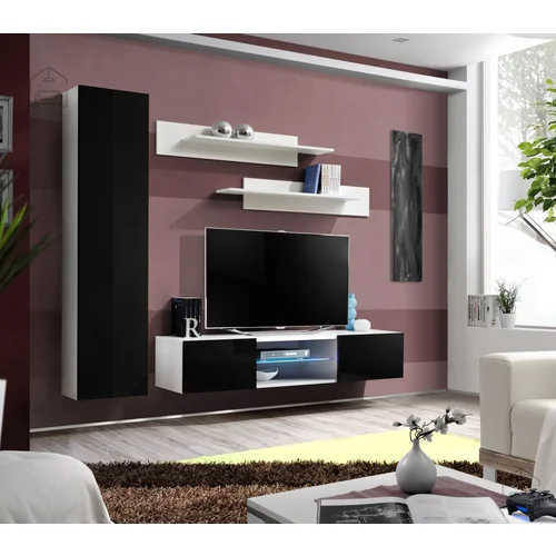 ASM Meble Dnevni TV regal FLY R1 210 cm LED - bel/črn