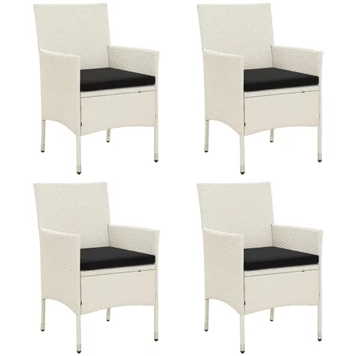 vidaXL Vrtne stolice s jastucima 4 kom od poliratana bijele