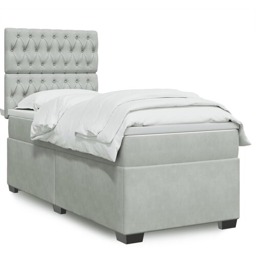 VidaXL Box spring krevet s madracem svjetlosivi 90x190 cm bar&amp;scaron;unasti Slike