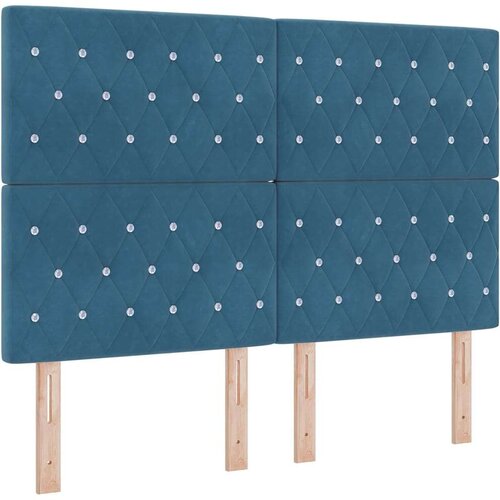 vidaXL Posteljni box s matrico in LED temno modra 160x200 cm žamet, (22049211) Cene