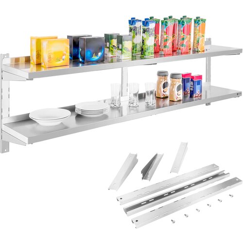 Royal Catering Dvojna viseča jeklena stenska polica, nastavljiva 180 cm, (21326382) Cene