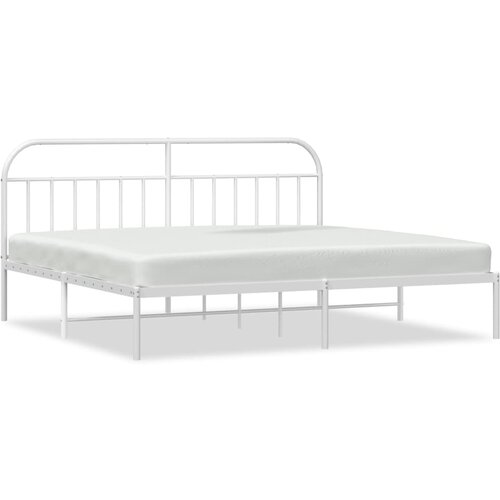 VidaXL Kovinski posteljni okvir z vzglavjem bel 200x200 cm, (20788579) Slike