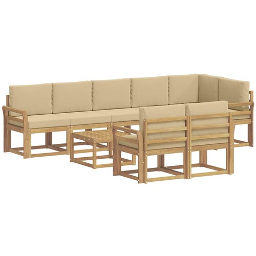 vidaXL Zunanja garnitura za sedenje 9 pcs Bela in bež Poliester, (5000281242) Cene