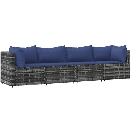 Maison Chic Seti vrtnega pohi&amp;scaron;tva - Vrtna garnitura - Vrtni pohi&amp;scaron;tvo set 4-delna z blazinami siv poli ratan, (21816420) Slike