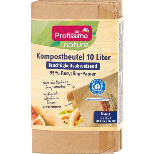 Profissimo nature nepromočive papirne kese za biootpad, zapremina: 10l 8 kom Cene
