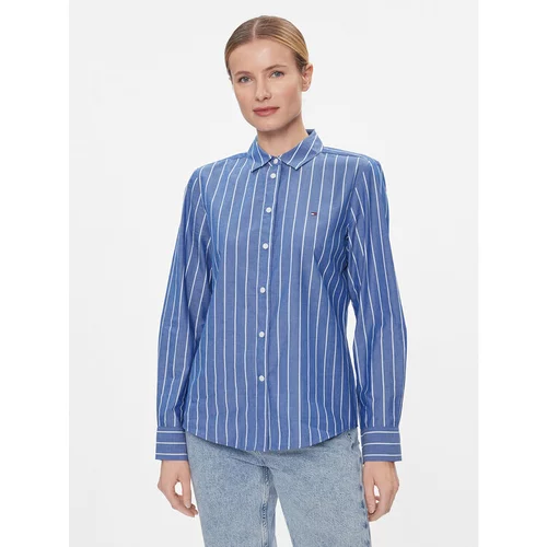 Tommy Hilfiger Srajca Baseball Stripe Regular Shirt WW0WW41155 Modra Regular Fit
