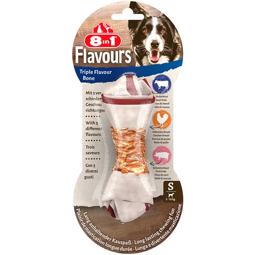 8in1 3 + 1 gratis! Triple Flavour priboljški za pse - žvečilne kosti S 4 x 35 g