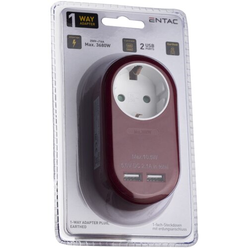 Entac Razdelilec 1x 16A 2x USB, bordo Cene