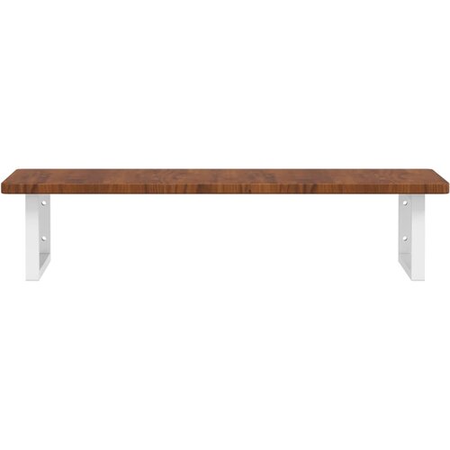  Zidna polica za umivaonik od čelika i masivne hrastovine Smeđa 100 x 50 x 2.5 cm Slike