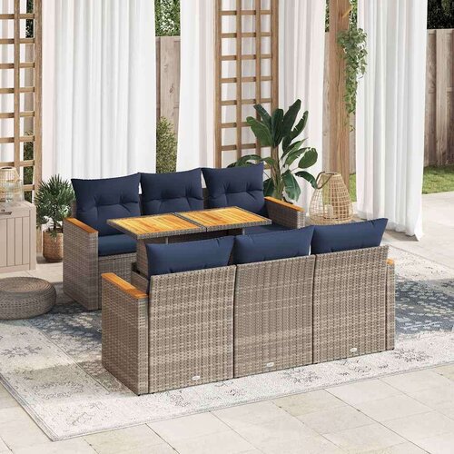  Vrtna garnitura - 7-dijelni set vrtnih sofa sivi od poliratana - Siva 1 Cijene