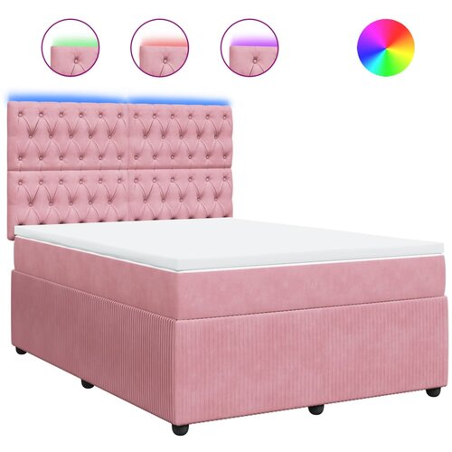 VidaXL Krevet s oprugama i madracem ružičasti 160x200 cm bar&amp;scaron;unasti Slike