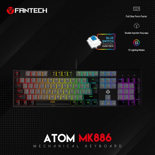 Fantech tastatura mehanička gaming MK886 rgb atom siva (blue switch) Cene