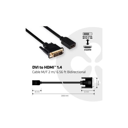 Club3d DVI Adapter [1x Muški konektor DVI-D - 1x Ženski konektor HDMI] Crna Cijene
