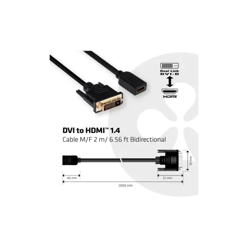 Club3d DVI Adapter [1x Muški konektor DVI-D - 1x Ženski konektor HDMI] Crna