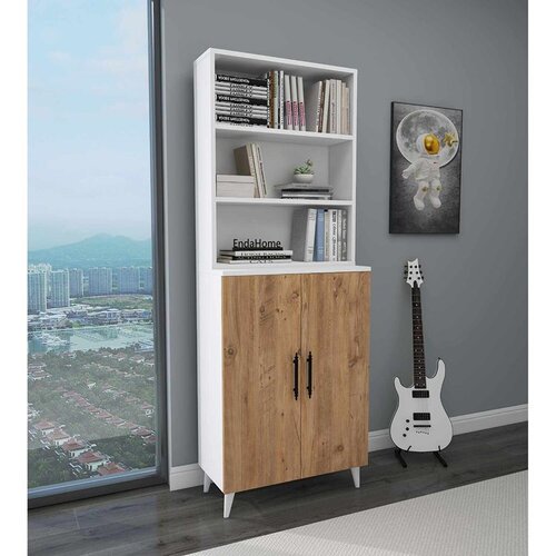 Hanah home polica za knjige Oras, 65 cm, atlantski bor / bela Cene