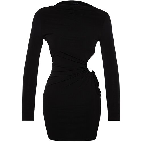 Trendyol Black Fitted Knitted Window/Cut Out Detail Dress Slike