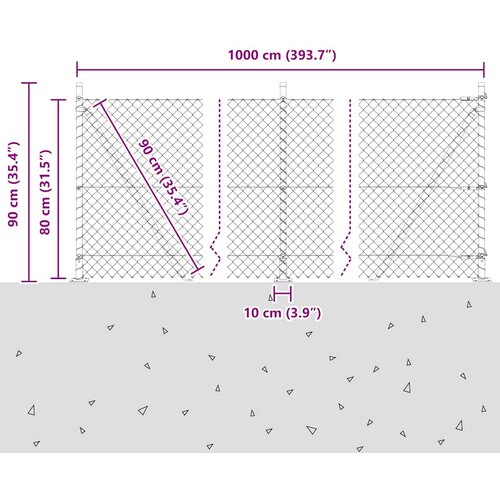  Ograde od lanca s betonskom podlogom 10 x 0,8 m Zelena Mreža Slike
