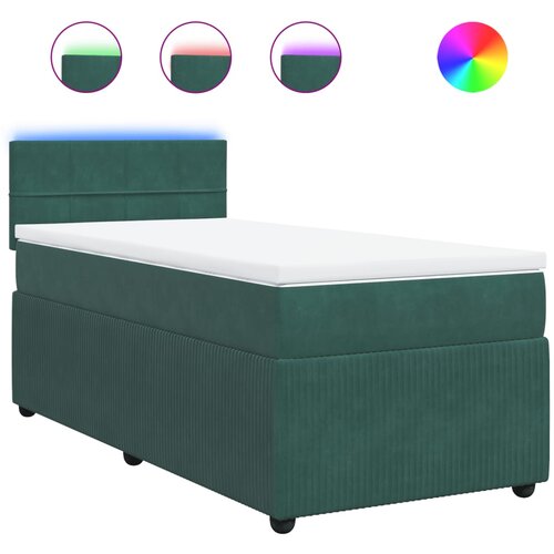 vidaXL Box spring krevet s madracem tamnozeleni 90x200 cm baršunasti Cijene