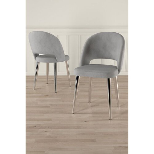 Hanah home set trpezarijskih stolica Pane 8 kom, siva tkanina Babyface, hromirane metalne noge Cene