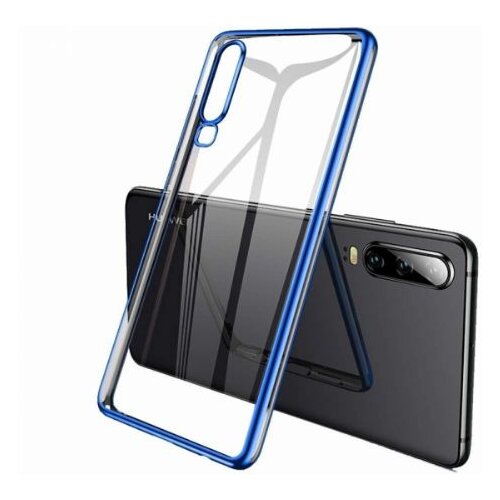 Nillkin elegance ultra tanek silikonski ovitek za lg Q60 - prozoren z modrim robom Slike