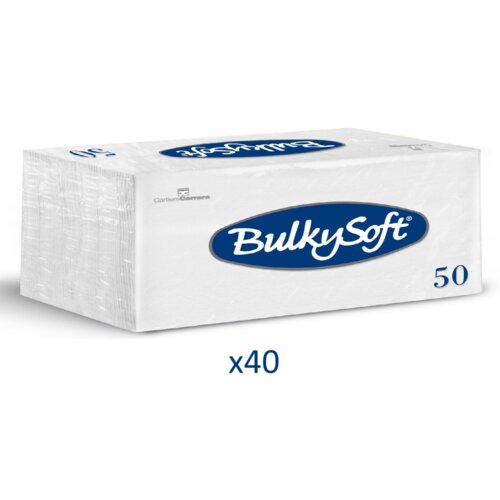 BulkySoft Salvete, 50/1, Dvoslojna, 40 pakovanja, 38x38 cm, Bela Slike