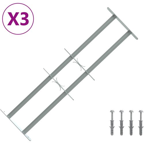  Re&amp;scaron;etka za sigurnost prozora s 2 prekrižena nosača 3 kom. Srebrna 630-1140 mm Slike