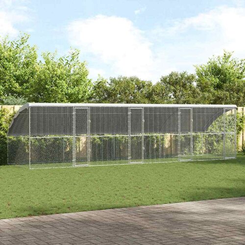  Kavez za piliće 4 pcs Srebrno 800 x 200 x 200 cm Cinkani čelik Slike