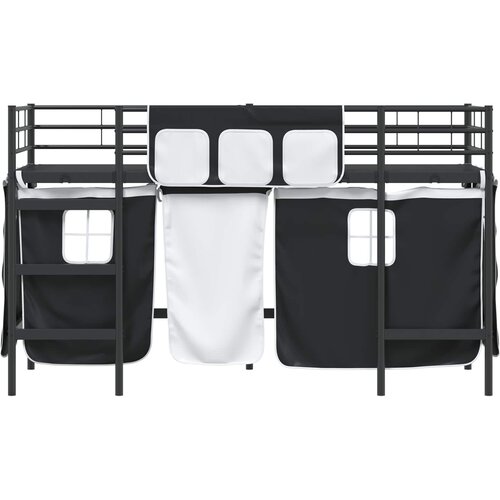  Krevet na kat za djecu s zavjesama Crna 75 x 190 cm Slike