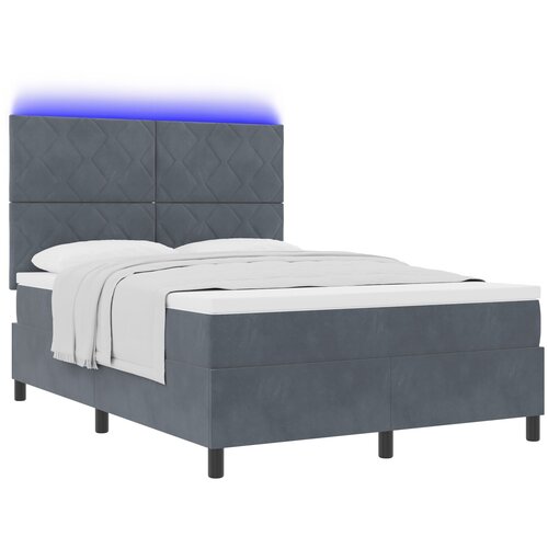 vidaXL Box Spring Krevet s Madracem i LED-om Tamno Siva 160x200 cm Baršun Cijene