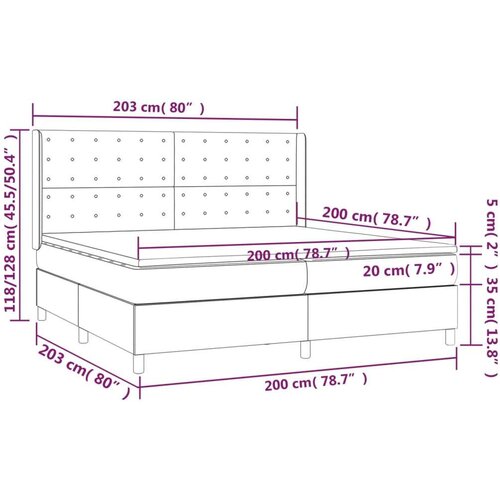 Krevet box spring madrac LED cappuccino 200x200cm umjetna koža Slike