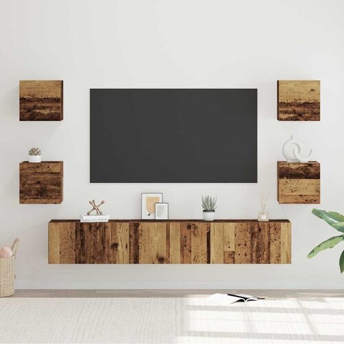 vidaXL Set TV komoda Zidne Ostalo s pohranom s vratima 7 pcs Staro drvo 60 x 30 x 30 cm Cijene