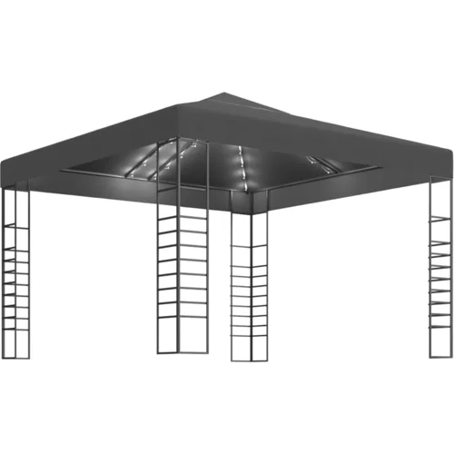 vidaXL Vrtni šotor z LED lučkami 3x3 m antraciten, (20743124)