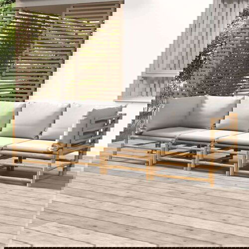  4-dijelna vrtna garnitura od bambusa sa svjetlosivim jastucima Slike