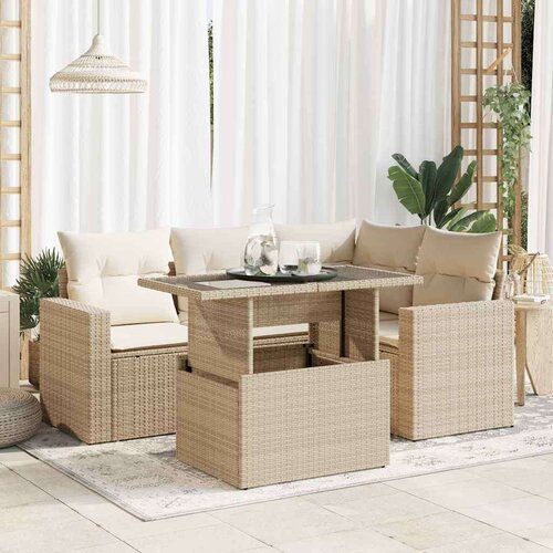 vidaXL 5-dijelni vrtni set sofa s jastucima bež od poliratana Cene