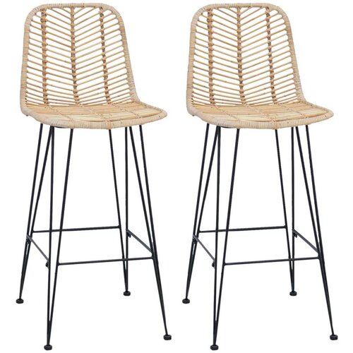  Barski stolac 2 pcs Prirodna 44 5 x 53 x 111 cm Ratan i čelik Slike