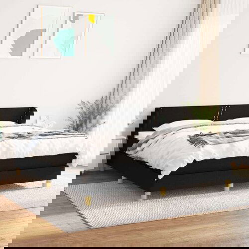  Box spring postelja z vzmetnico črna 160x200 cm blago, (20894286) Cene