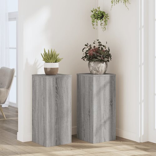 Furnova Stojalo za rastline 2 kosa siva sonoma 30x30x70 cm inž. les, (21920139) Slike
