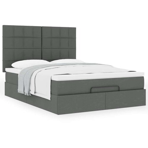 vidaXL Otomanski posteljni okvir z vzmetnico siv 140x190 cm blago Cene