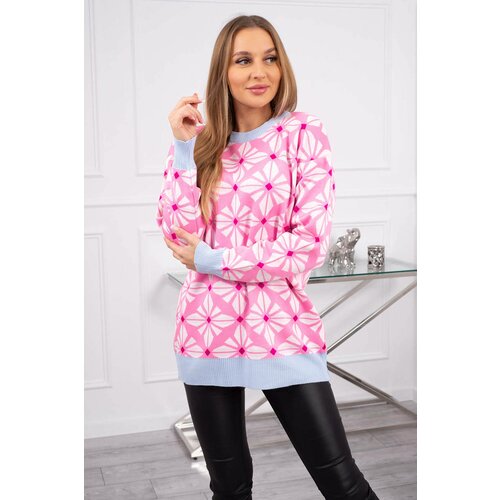 Kesi Sweater with geometric motif light pink Cene