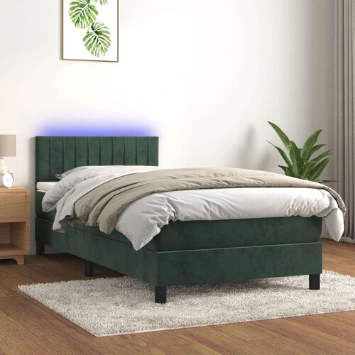  Krevet box spring s madracem LED tamnozeleni 90x200 cm bar&amp;scaron;un Slike