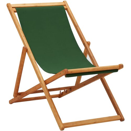 vidaXL zložljiv stol za na plažo evkaliptusov les in zeleno blago Cene